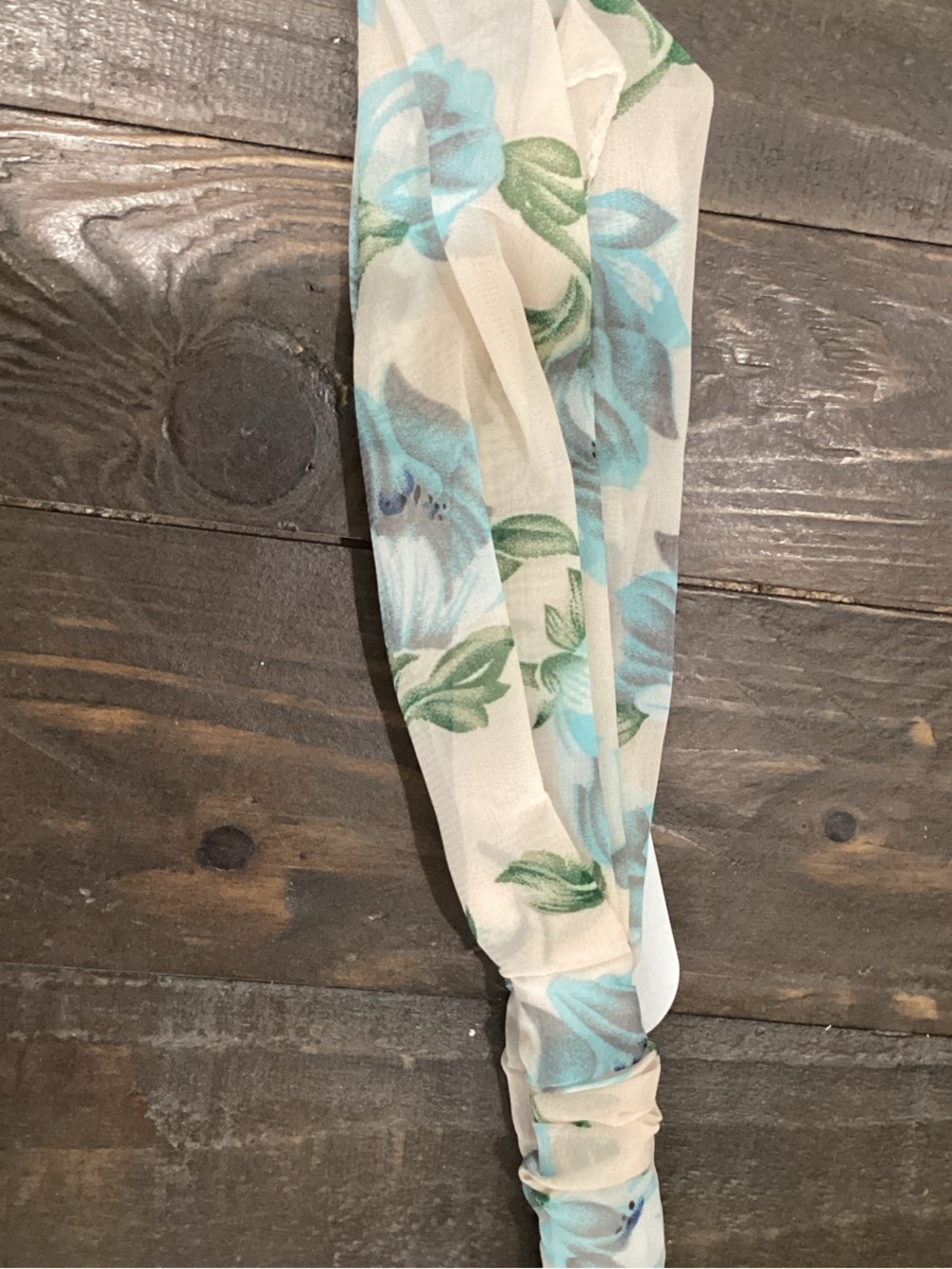 Sheer Floral Headband‎ in Aqua and Green